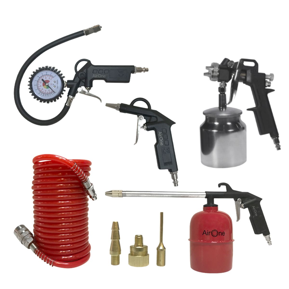 AIRONE - Kit para Compresor 8 Piezas Pistola Absorción