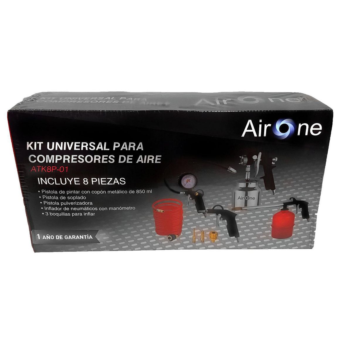 AIRONE - Kit para Compresor 8 Piezas Pistola Absorción