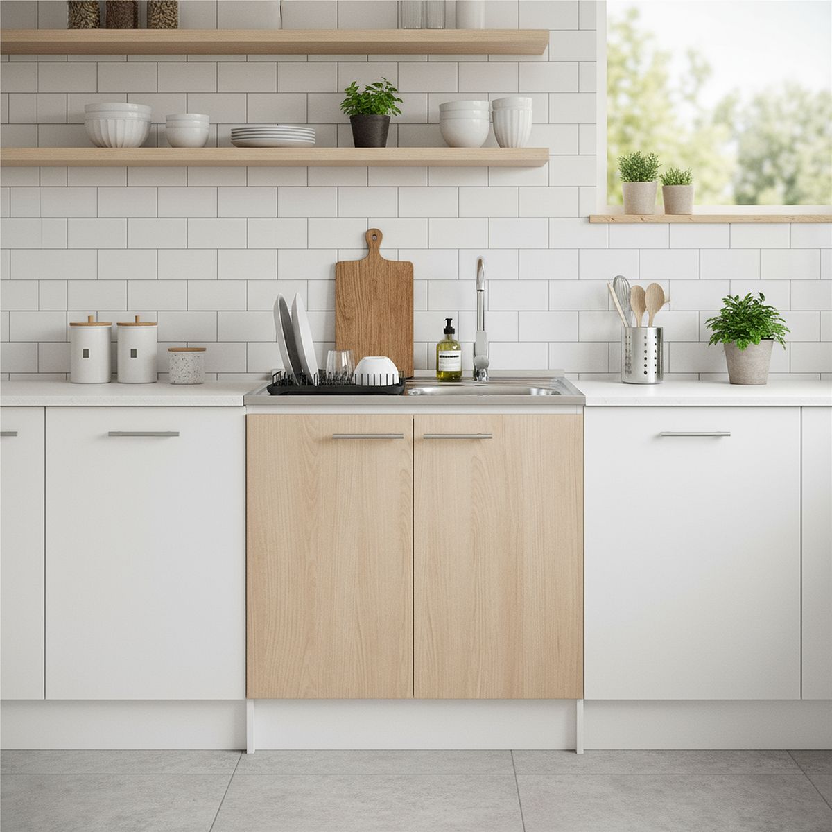 KHOR - Kit mueble de cocina 1 Cubeta(s) Izquierdo 80x87x48.5 cm Madera Carvalo