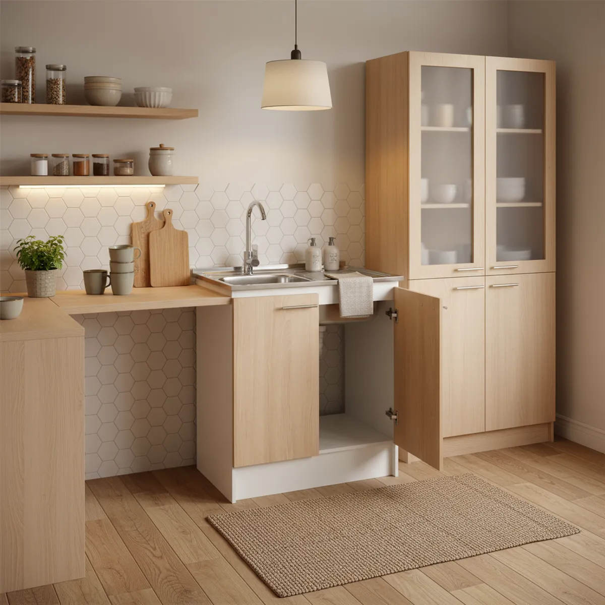 KHOR - Kit mueble de cocina 1 Cubeta(s) Derecho 80x87x48.5 cm Madera Carvalo