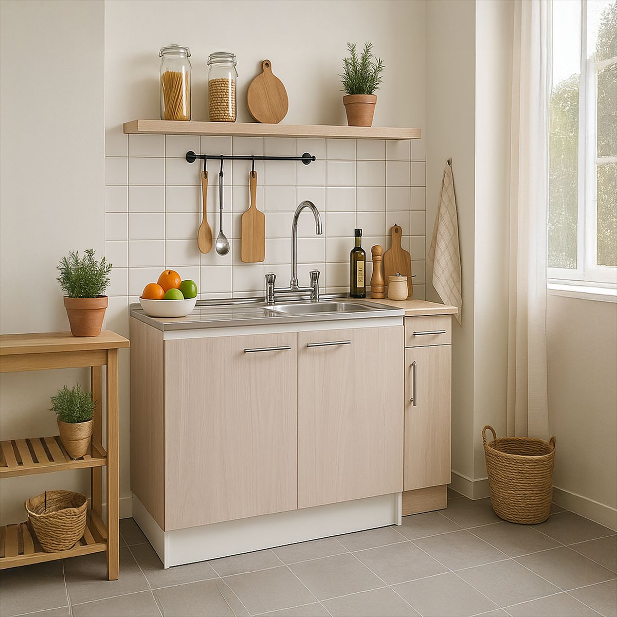 KHOR - Kit mueble de cocina 1 Cubeta(s) Izquierdo 80x87x48.5 cm Madera Gris