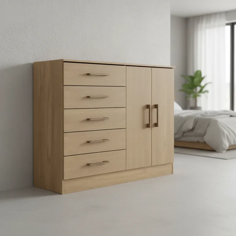 Cómoda 5 Cajón(es) Roble 119x93x38 cm Roble