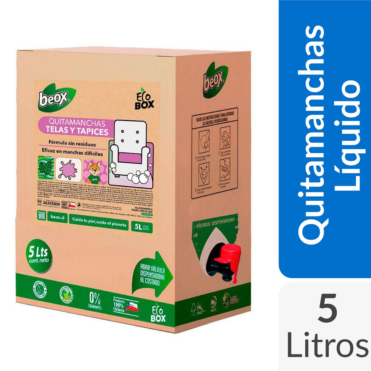BEOX - Removedor Quitamanchas Telas y Tapices Ecobox 5 Litros