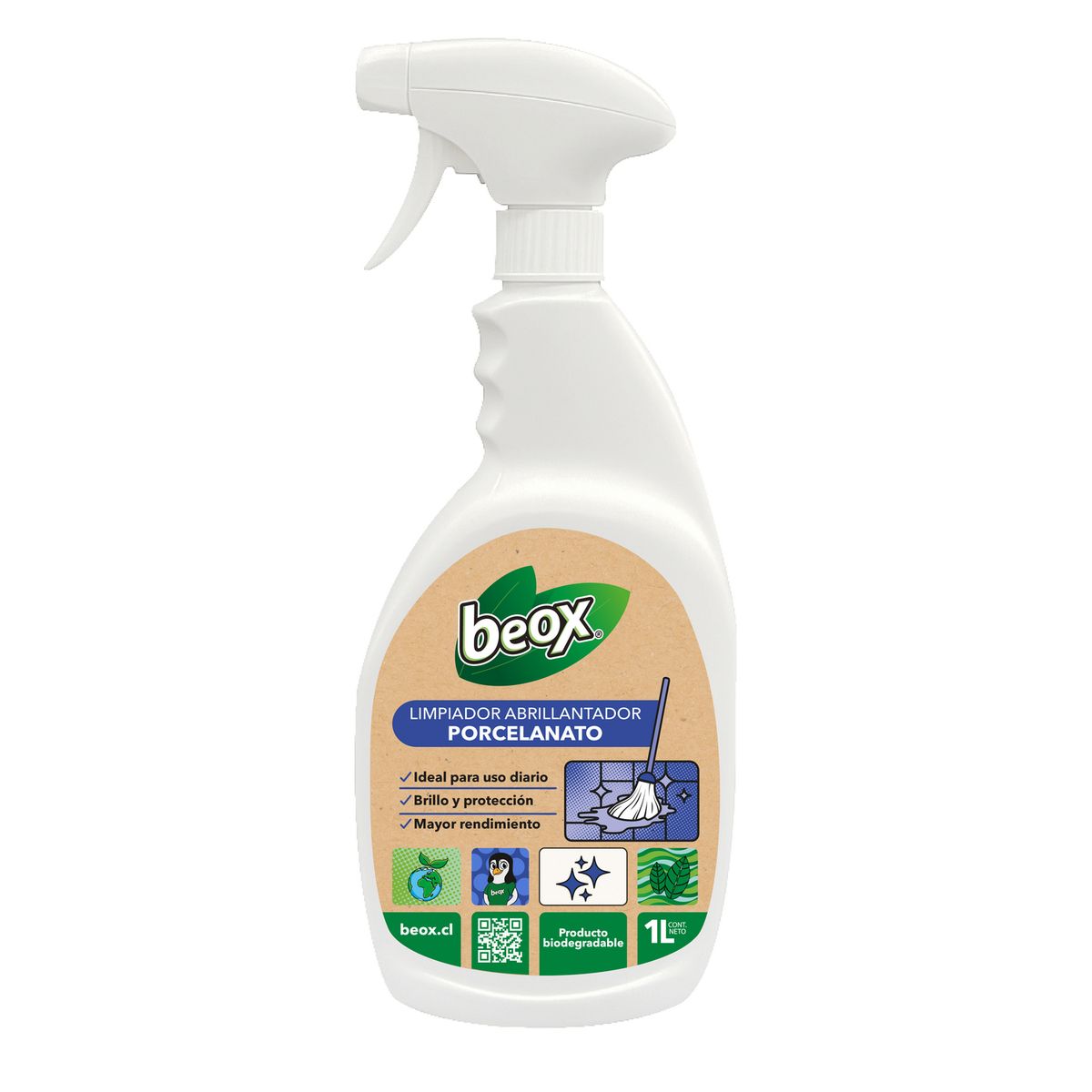 BEOX - Limpiador Abrillantador Porcelanato Ceramicas 1 Lt con gatillo