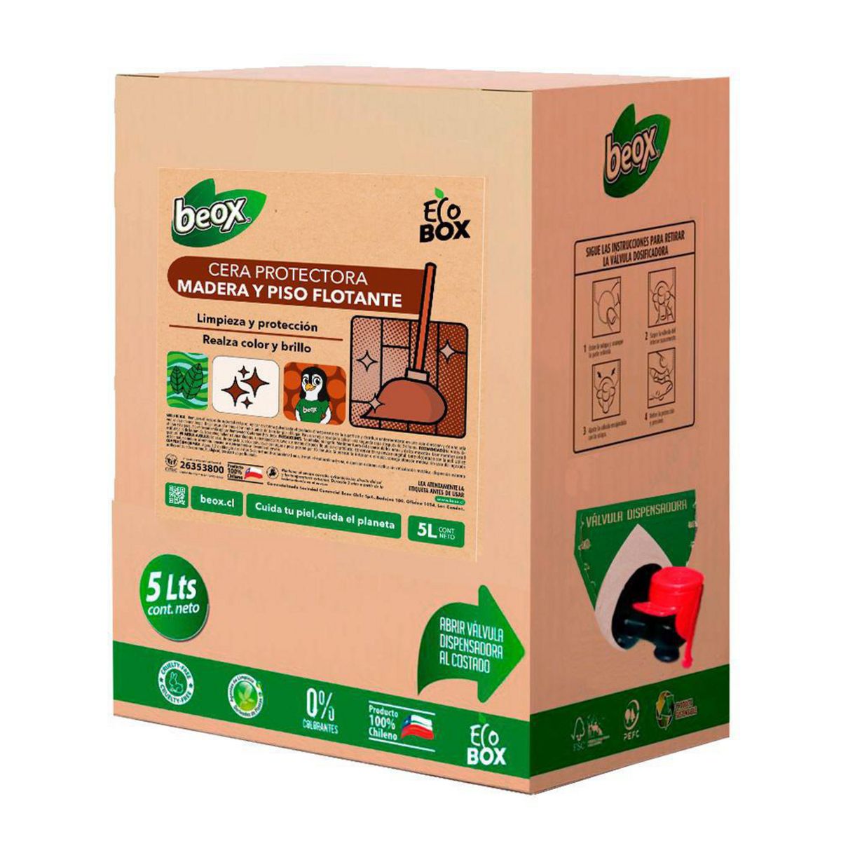 BEOX - Cera Piso Flotante Parquet Ecobox 5 Litros