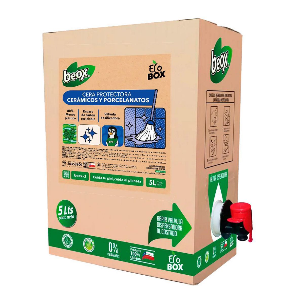 BEOX - Limpiador Abrillantador Porcelanato Ceramicas Ecobox 5 Litros