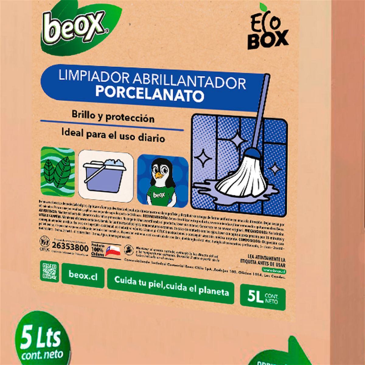 BEOX - Limpiador Abrillantador Porcelanato Ceramicas Ecobox 5 Litros