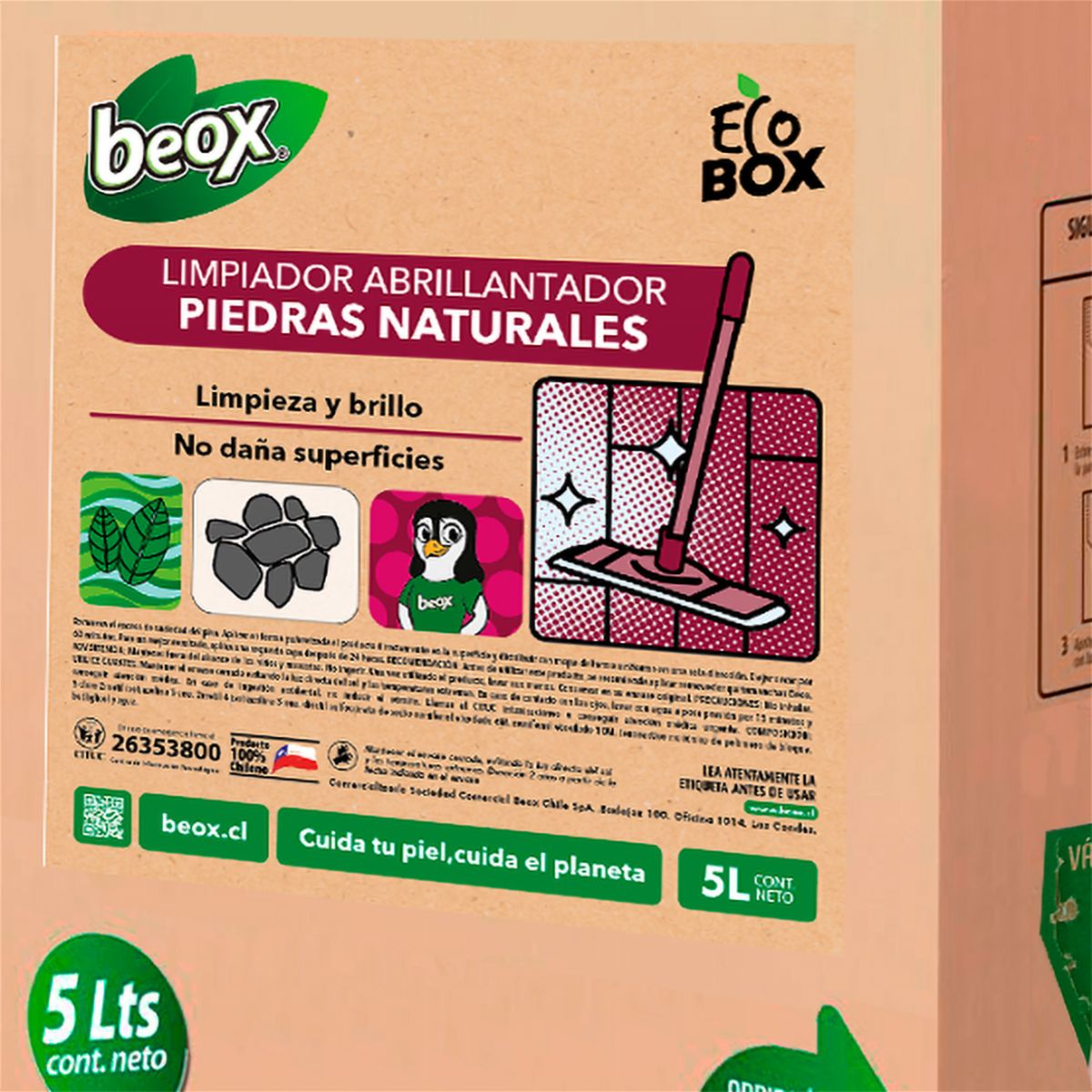 BEOX - Limpiador Abrillantador Piso Baldosas Ecobox 5 Litros