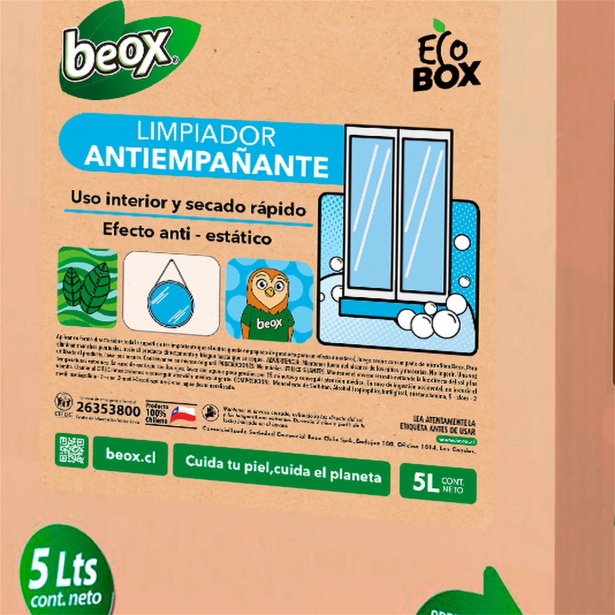 BEOX - Limpiador Vidrios Antiempañante Ecobox 5 Litros