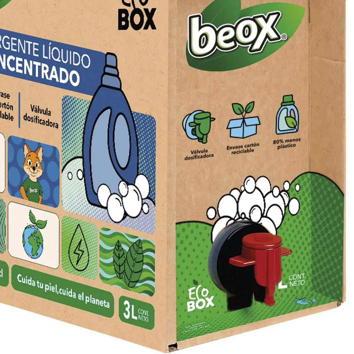 BEOX - Detergente Liquido Biodegradable Ecobox 3 Litros