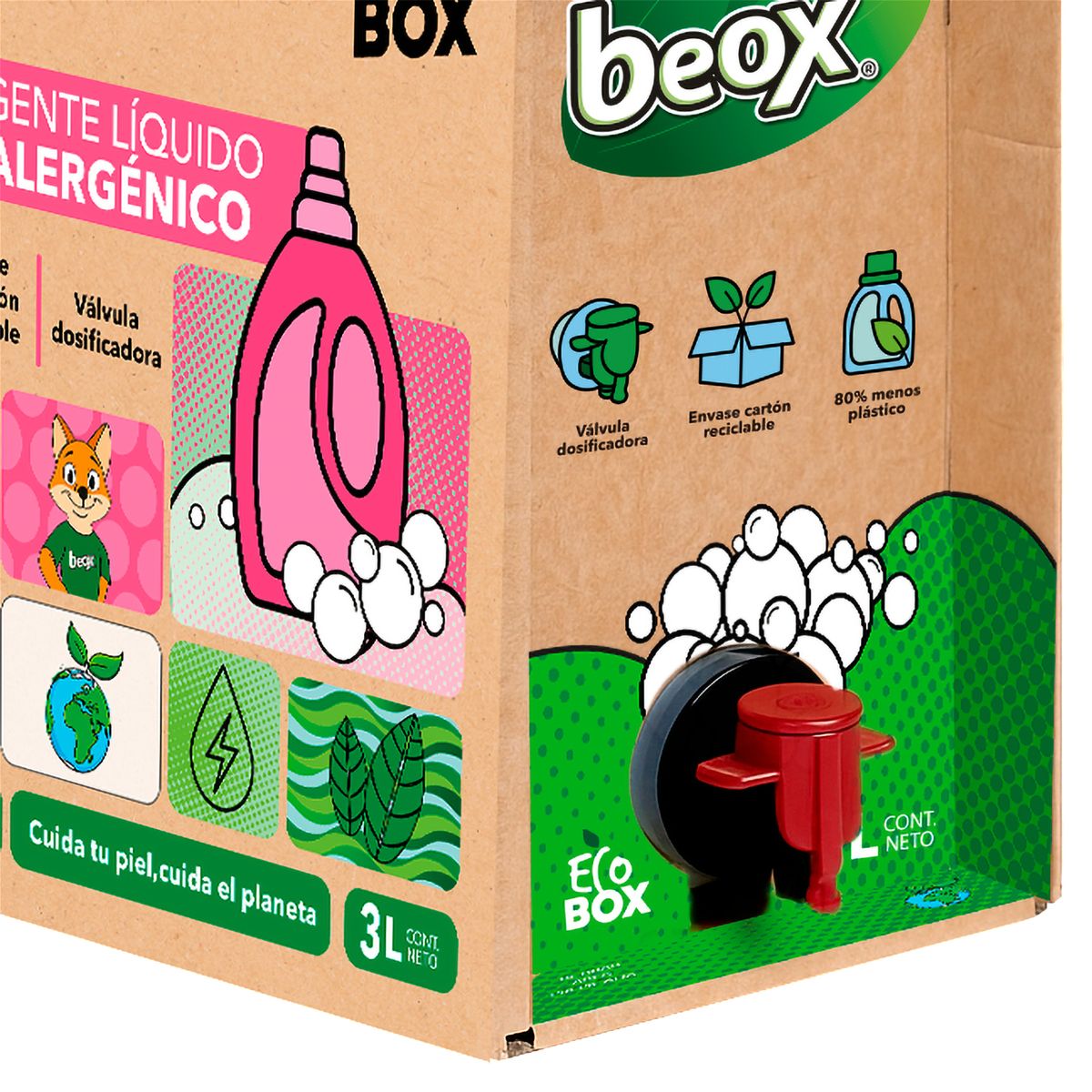 BEOX - Detergente Hipoalergenico Biodegradable Ecobox 3 Litros