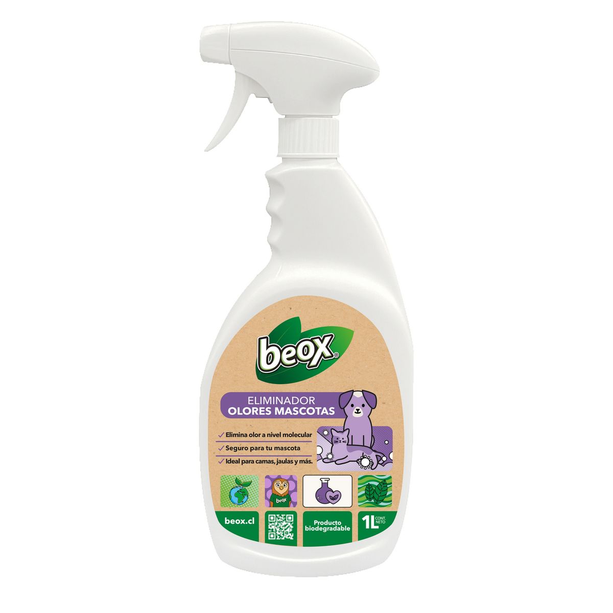 BEOX - Eliminador Destructor Olores Mascotas 1 Lt con gatillo