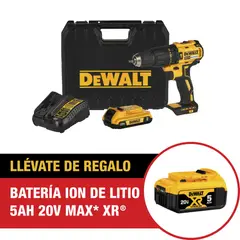 DEWALT - Taladro Inalámbrico Percutor 13 mm 20 V + Cargador + Batería 5 Ah