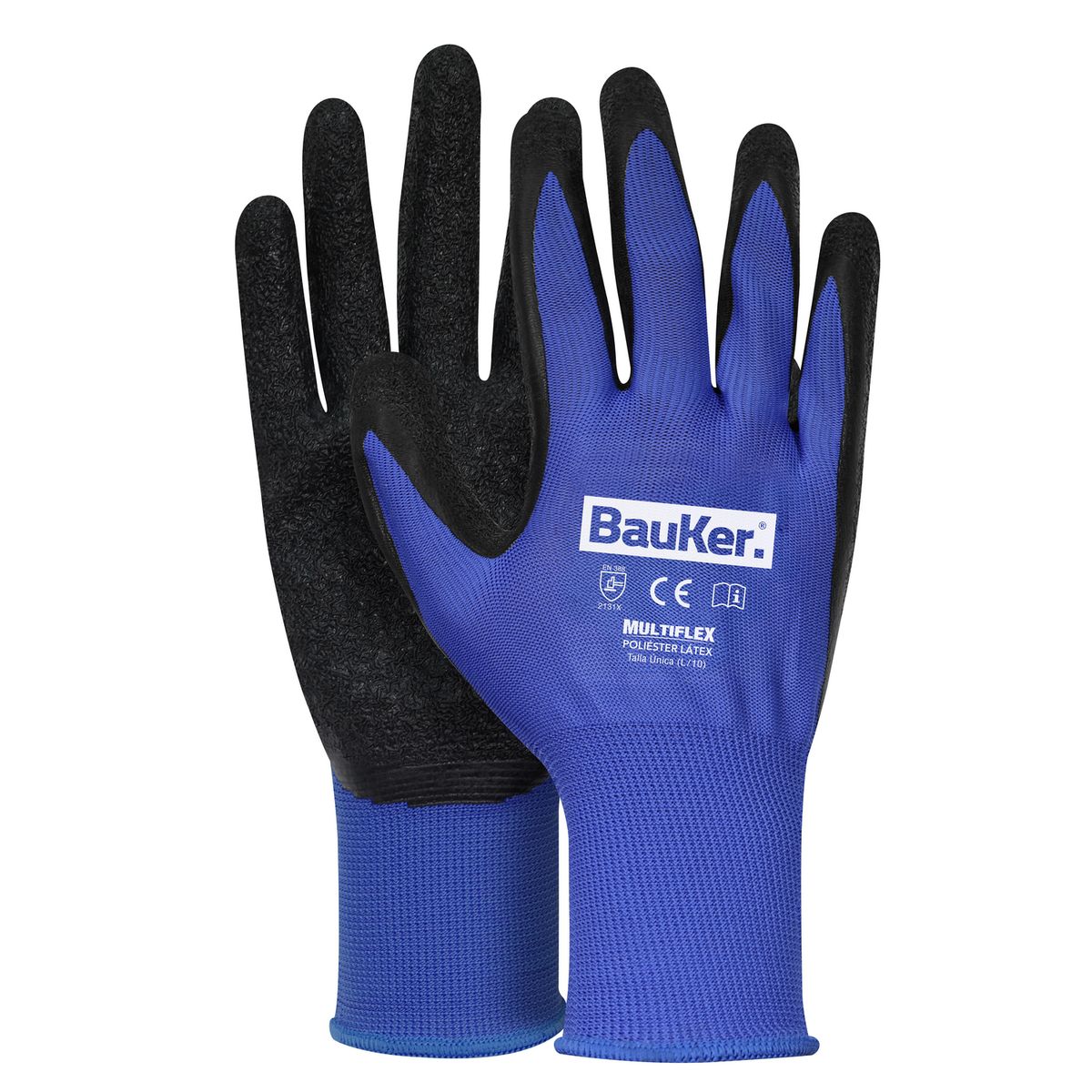 BAUKER - Guante de Poliéster L Azul/Negro