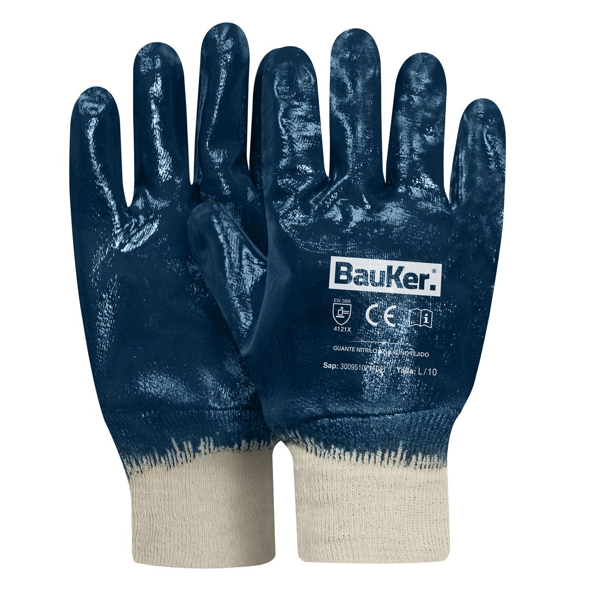 BAUKER - Guante de Algodón L Azul