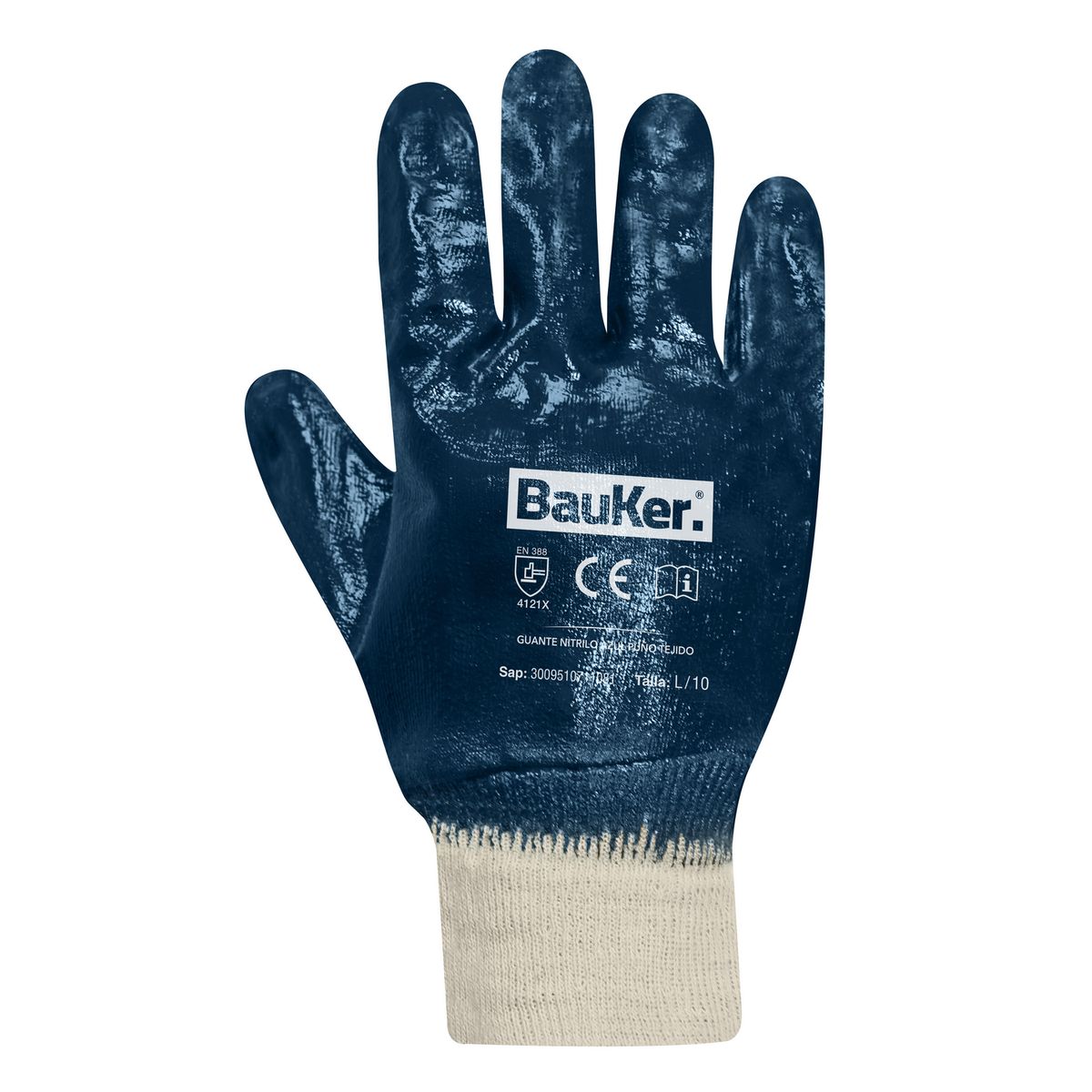 BAUKER - Guante de Algodón L Azul