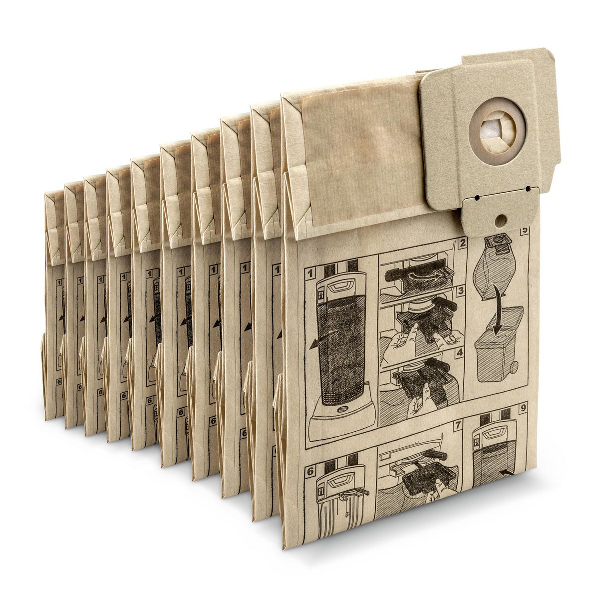 KARCHER - Set de bolsa 10 unidades papel aspirador profesional vertical cv38