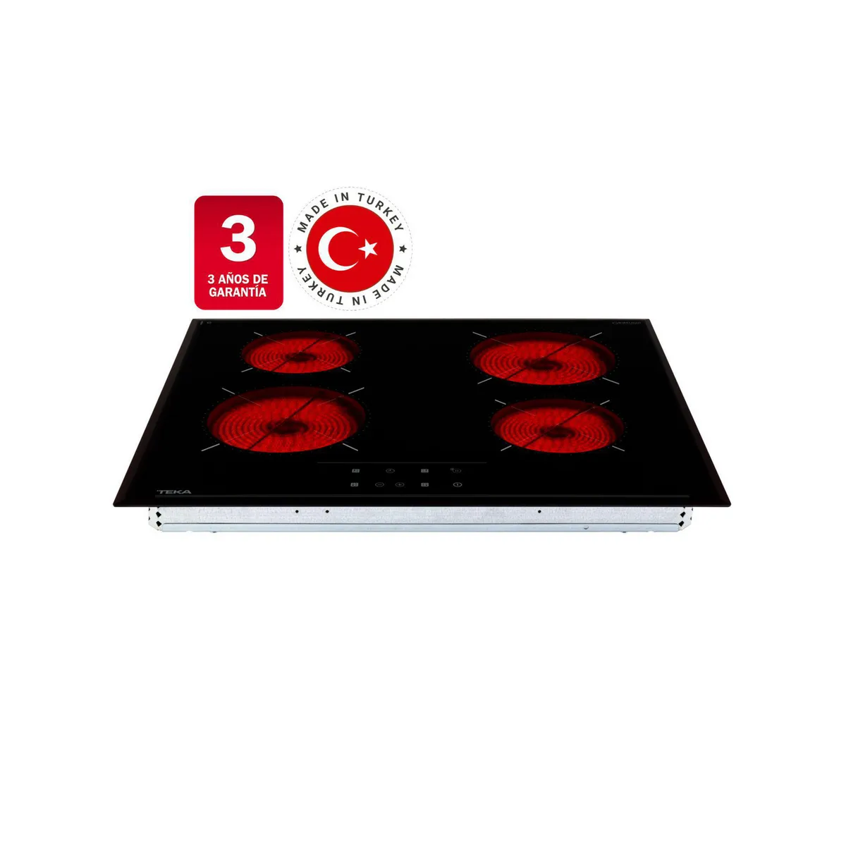 TEKA - Encimera Vitrocerámica 4 Platos Negro TRI 64910 TC3