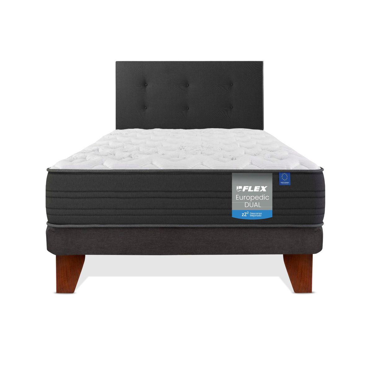 FLEX - Cama Europea 1 plaza Europea Europdic Dual Gris