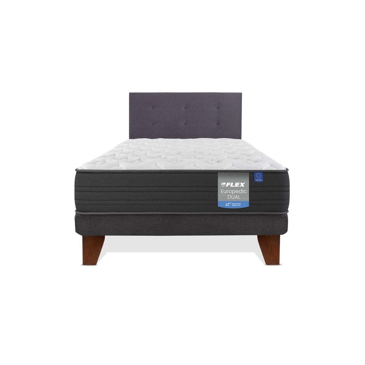 FLEX - Cama Europea 1.5 plazas Europea Europdic Dual Gris