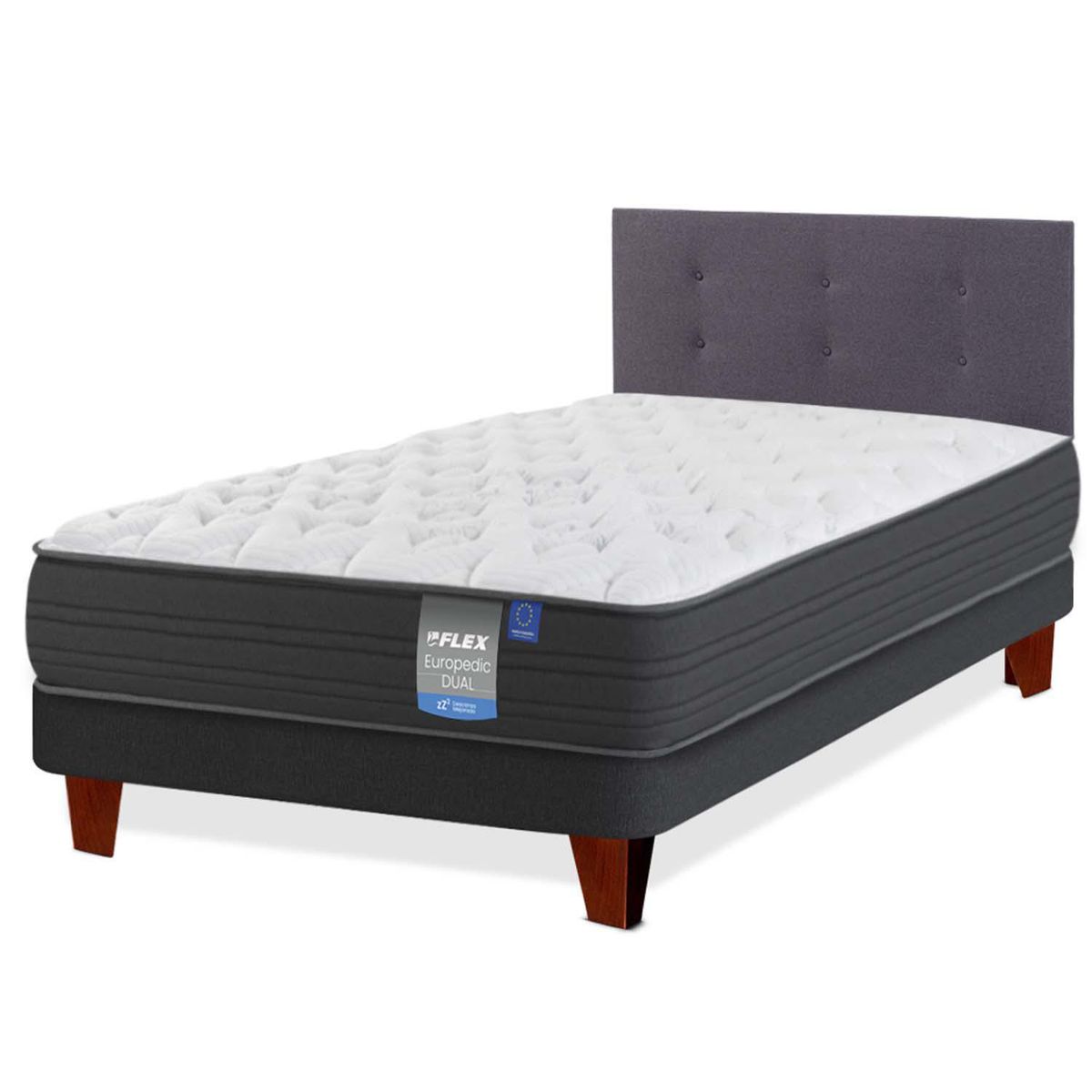 FLEX - Cama Europea 1.5 plazas Europea Europdic Dual Gris