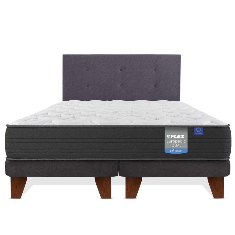 FLEX Cama Europea 2 plazas Europea Europdic Dual Gris