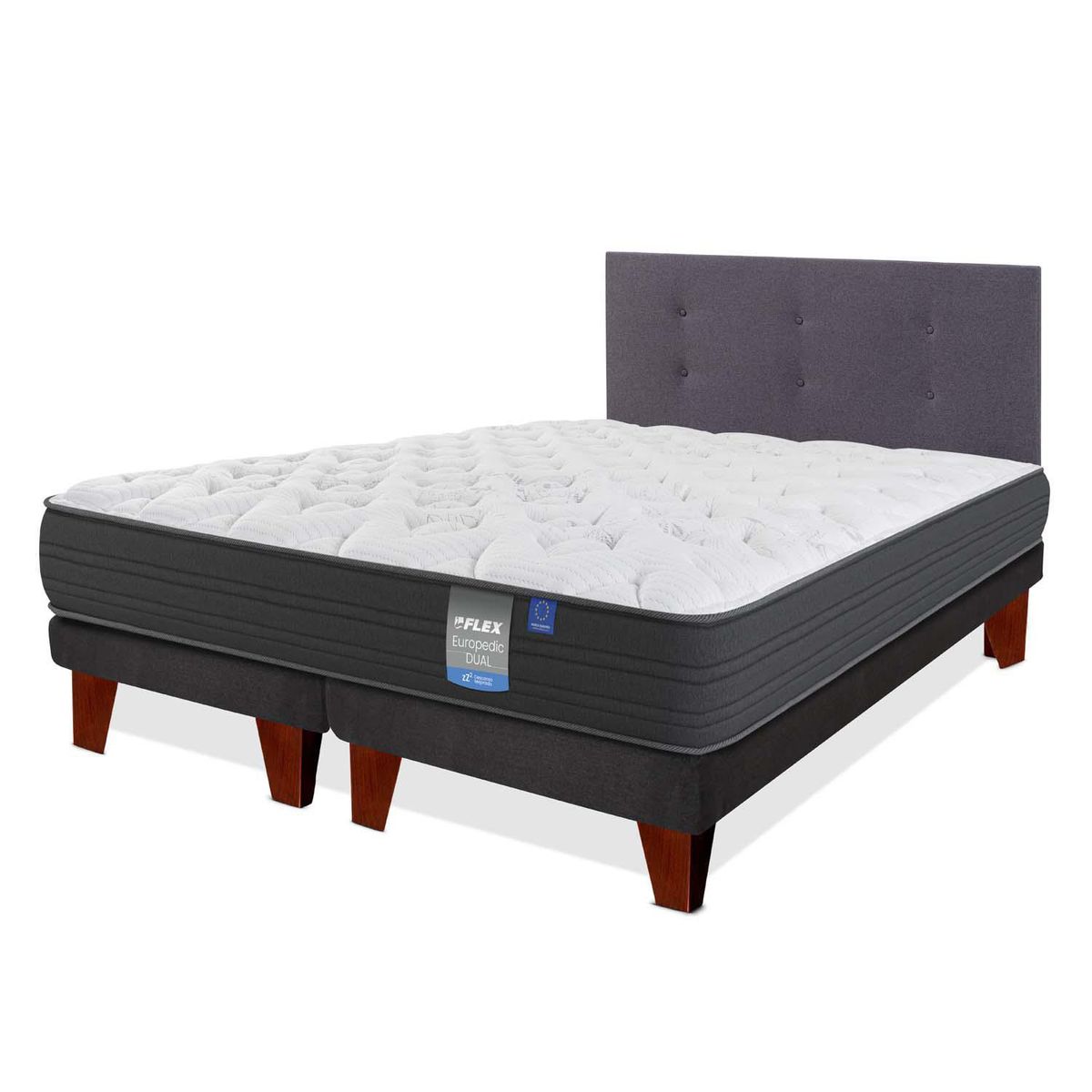 FLEX - Cama Europea 2 plazas Europea Europdic Dual Gris
