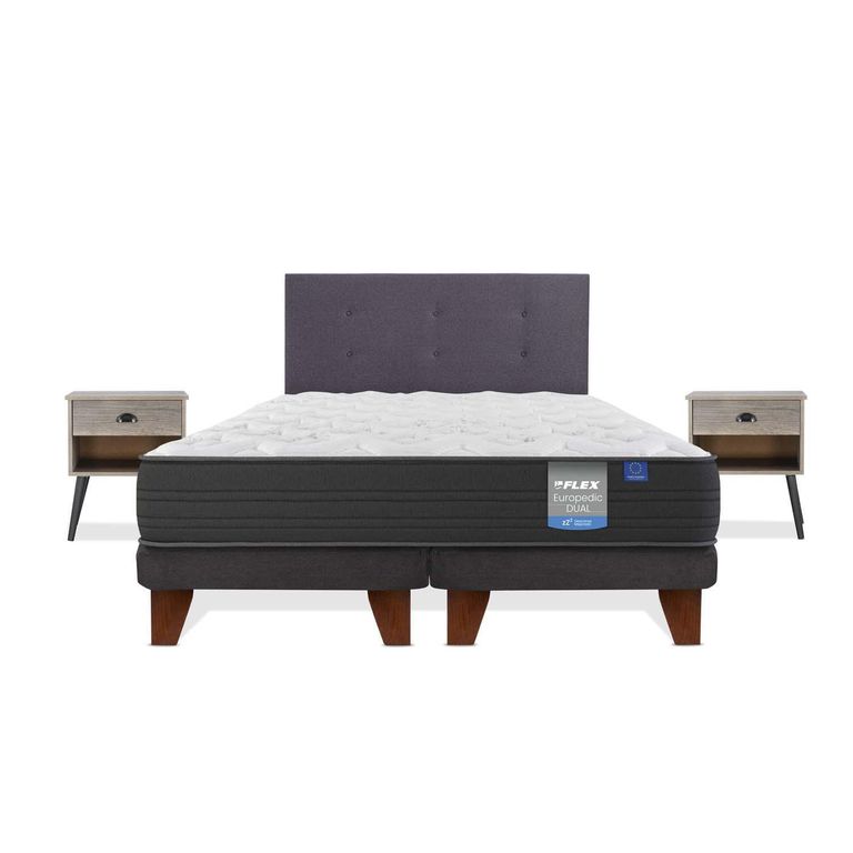 FLEX Cama Europea 2 plazas Europea Europdic Dual Gris