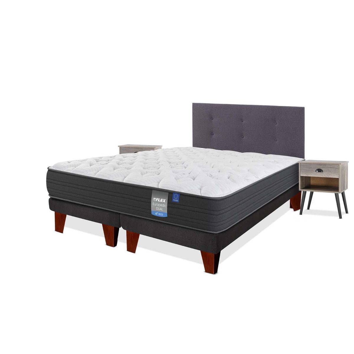 FLEX - Cama Europea 2 plazas Europea Europdic Dual Gris