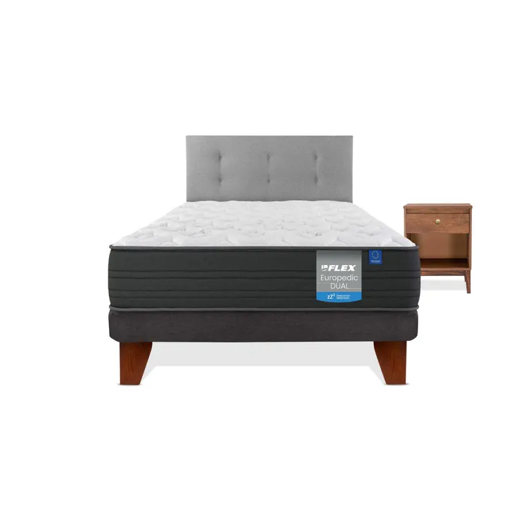 Cama Europea 1.5 plazas Europea Europdic Dual Gris