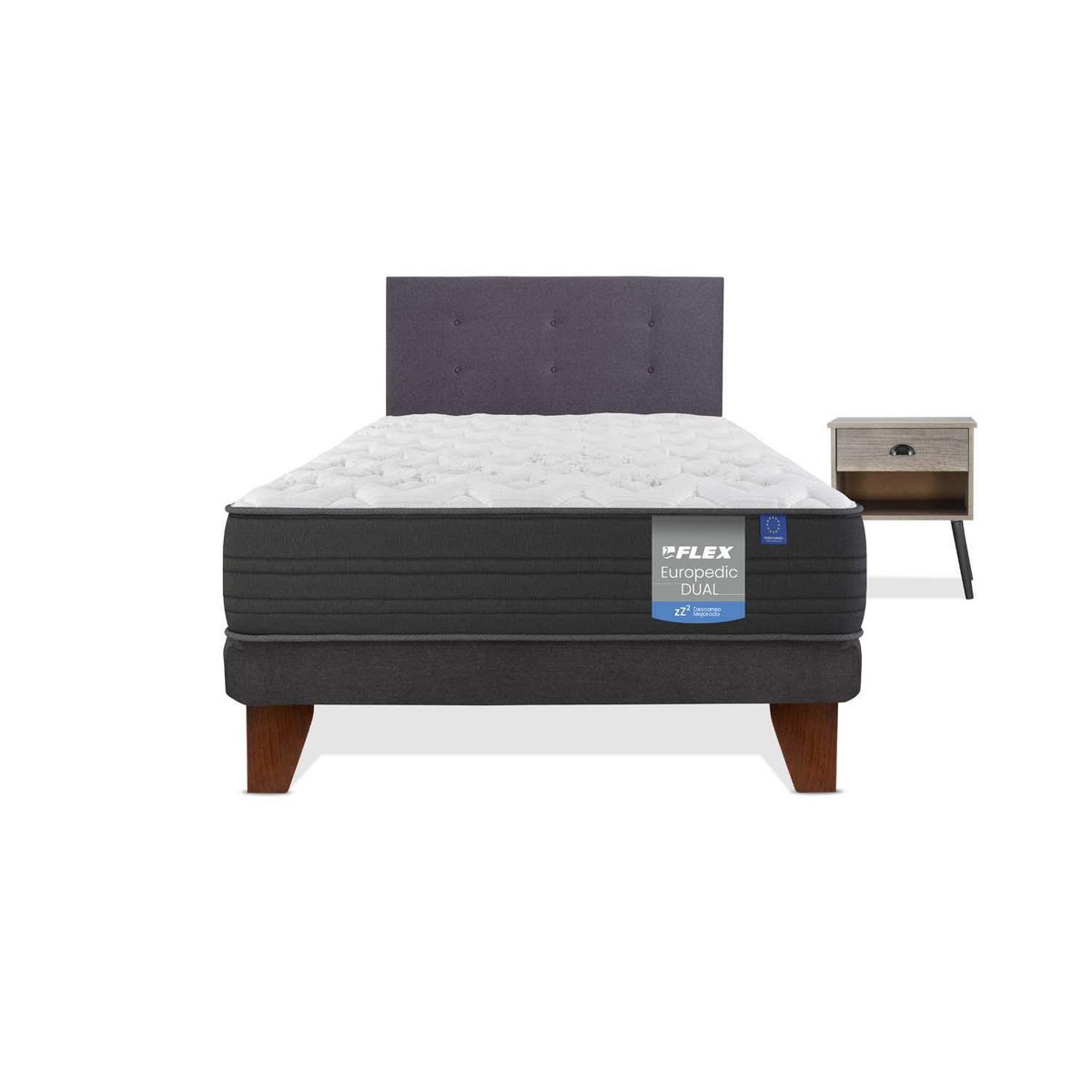 FLEX - Cama Europea 1.5 plazas Europea Europdic Dual Gris