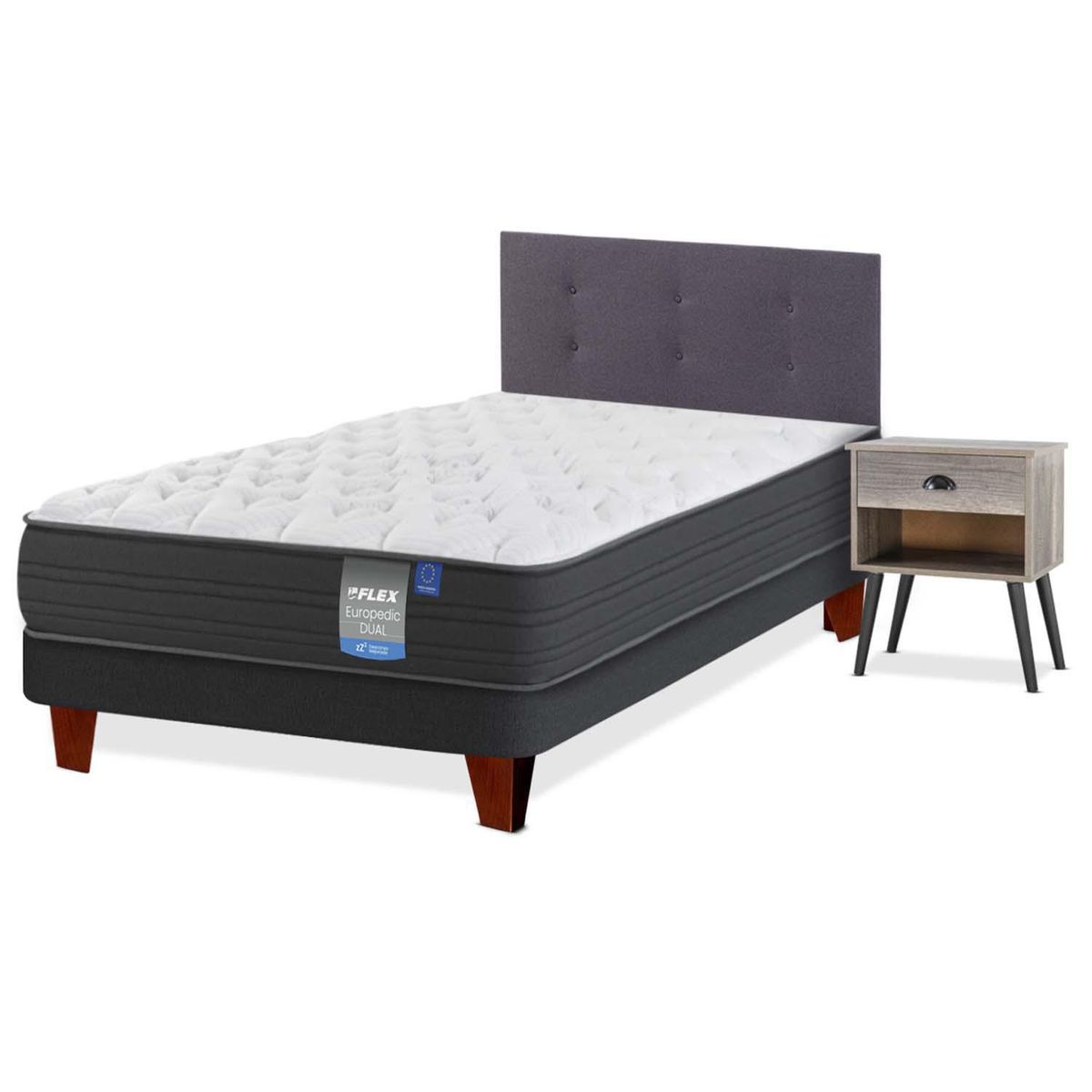 FLEX - Cama Europea 1.5 plazas Europea Europdic Dual Gris