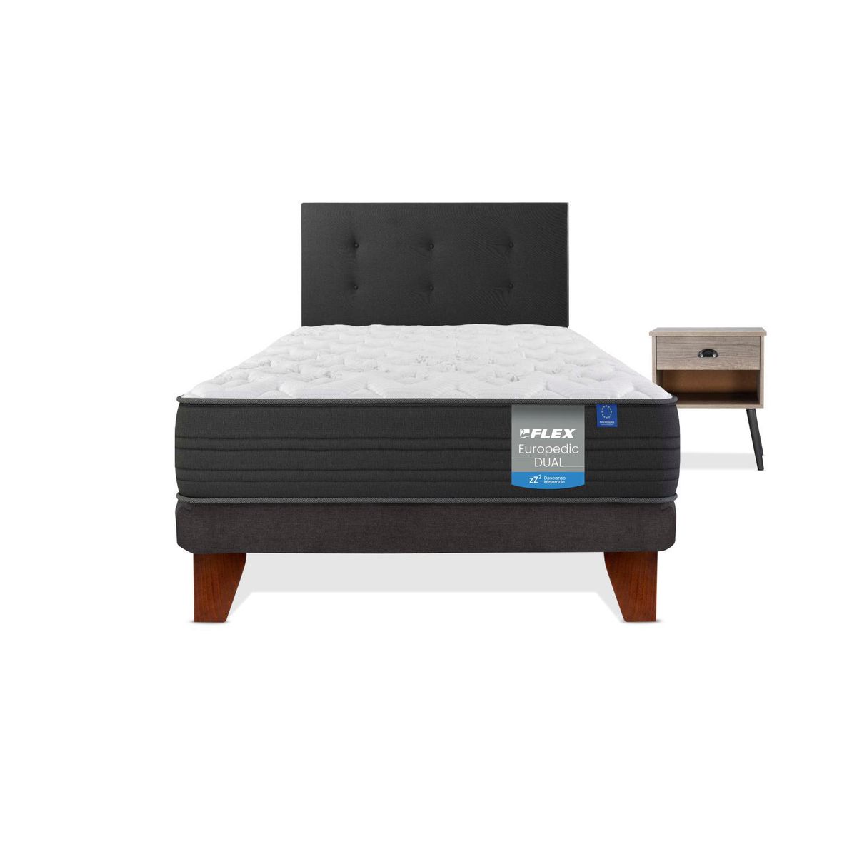 FLEX - Cama Europea 1 plaza Europea Europdic Dual Gris