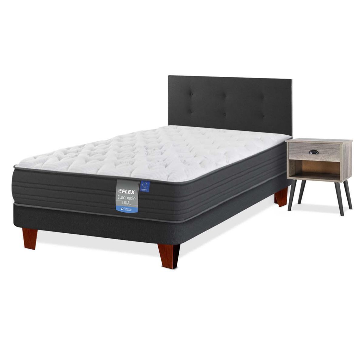 FLEX - Cama Europea 1 plaza Europea Europdic Dual Gris