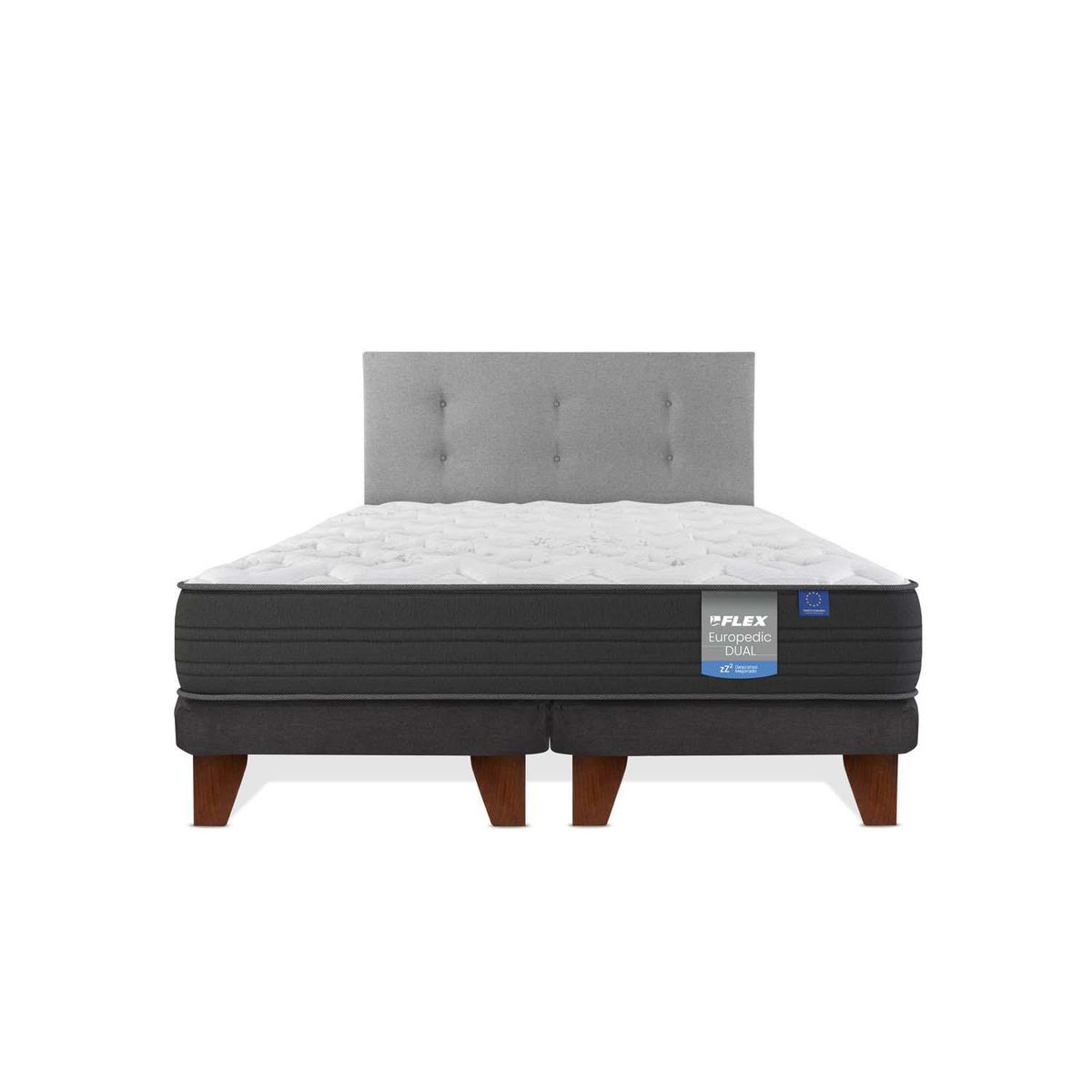 FLEX - Cama Europea 2 plazas Europea Europdic Dual Gris