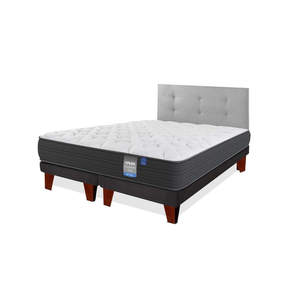 FLEX - Cama Europea 2 plazas Europea Europdic Dual Gris