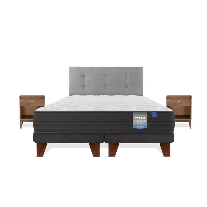 FLEX - Cama Europea 2 plazas Europdic Dual Gris