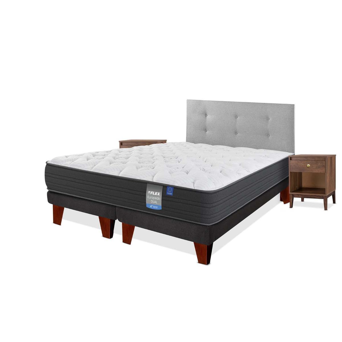 FLEX - Cama Europea 2 plazas Europea Europdic Dual Gris
