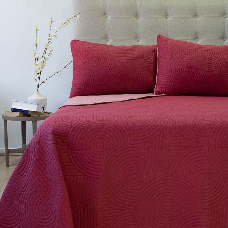DORAL Quilt 2 plazas BICOLOR CEREZA-ROSA