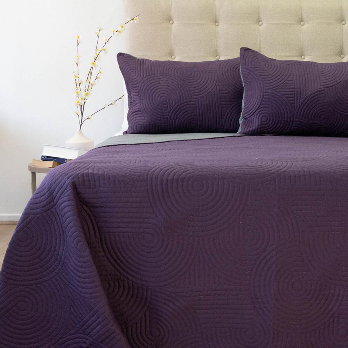 DORAL - Quilt 2 plazas BICOLOR OBISPO-GRIS 