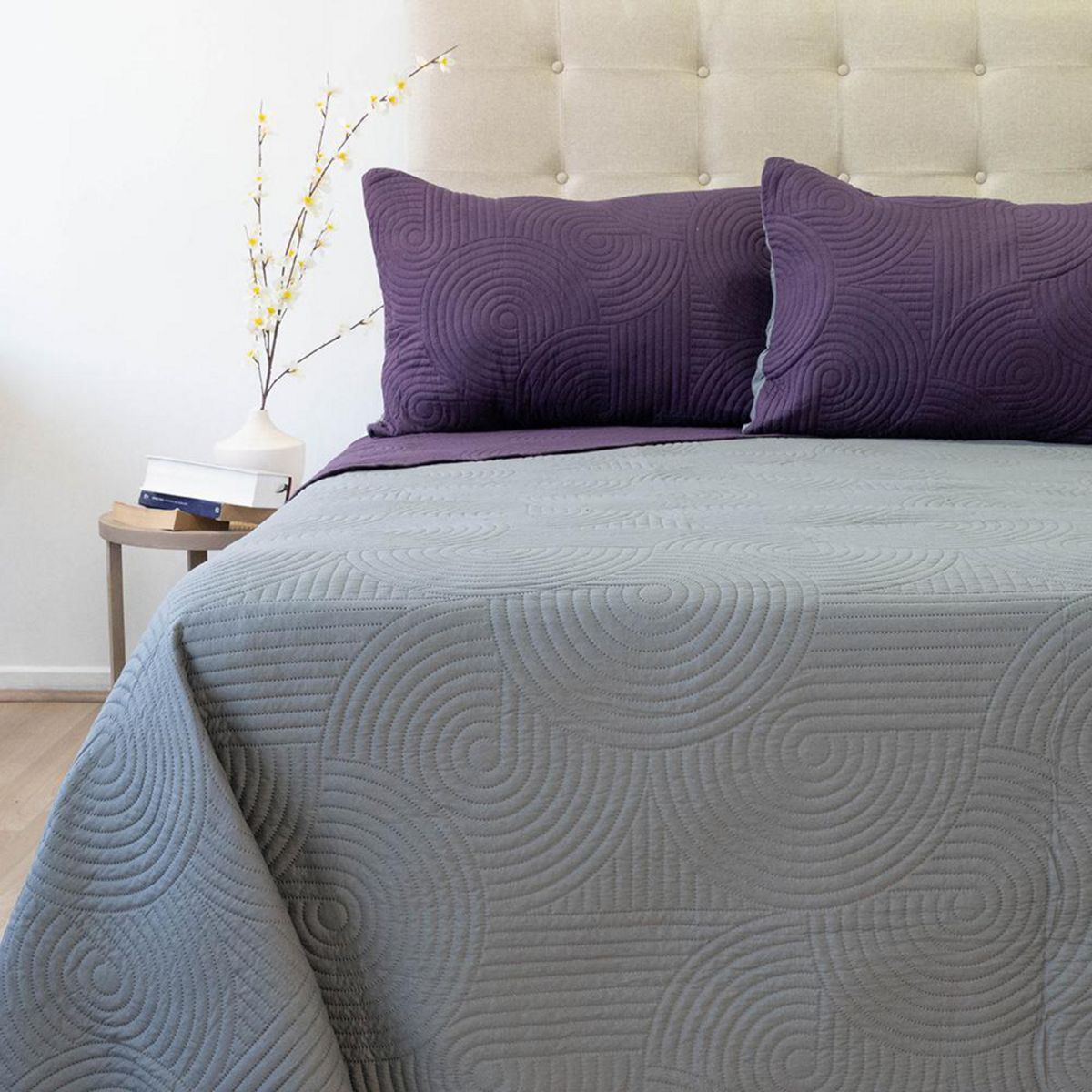 DORAL - Quilt 2 plazas BICOLOR OBISPO-GRIS 