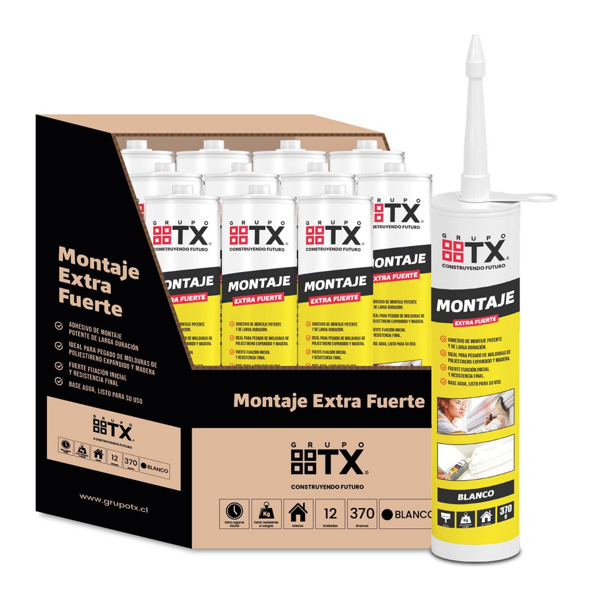 TX - Adhesivo de Montaje Extra Fuerte 370 Gr caja 12 un