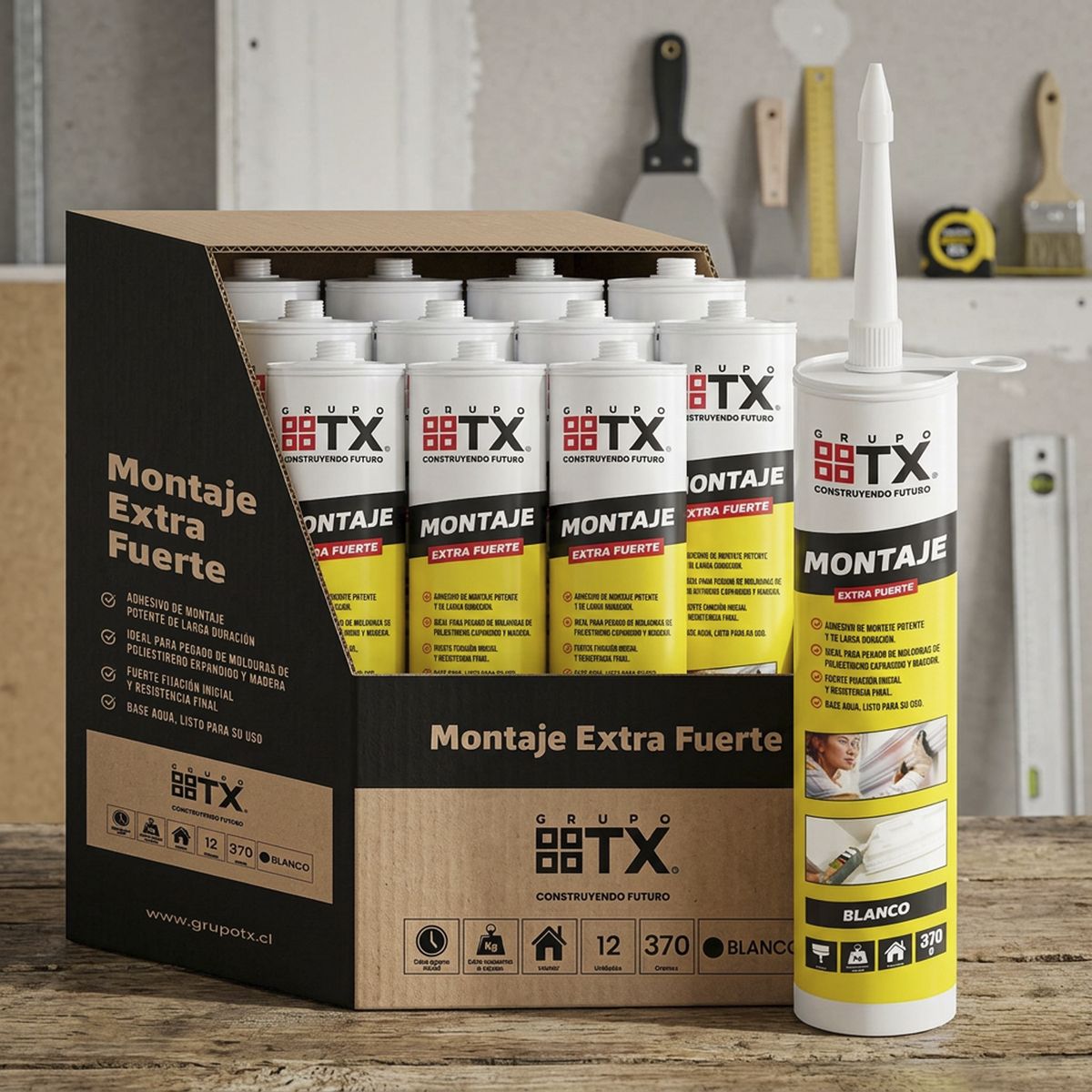 Adhesivo de Montaje Extra Fuerte 370 Gr caja 12 un, marca TX - Foto 2