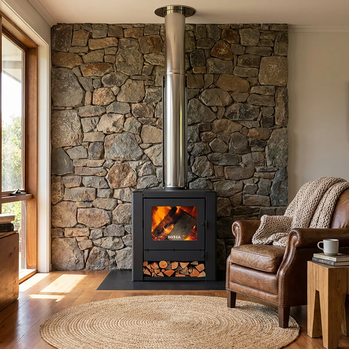 BOSCA - Estufa Leña Gold 500 Black Vision Charcoal