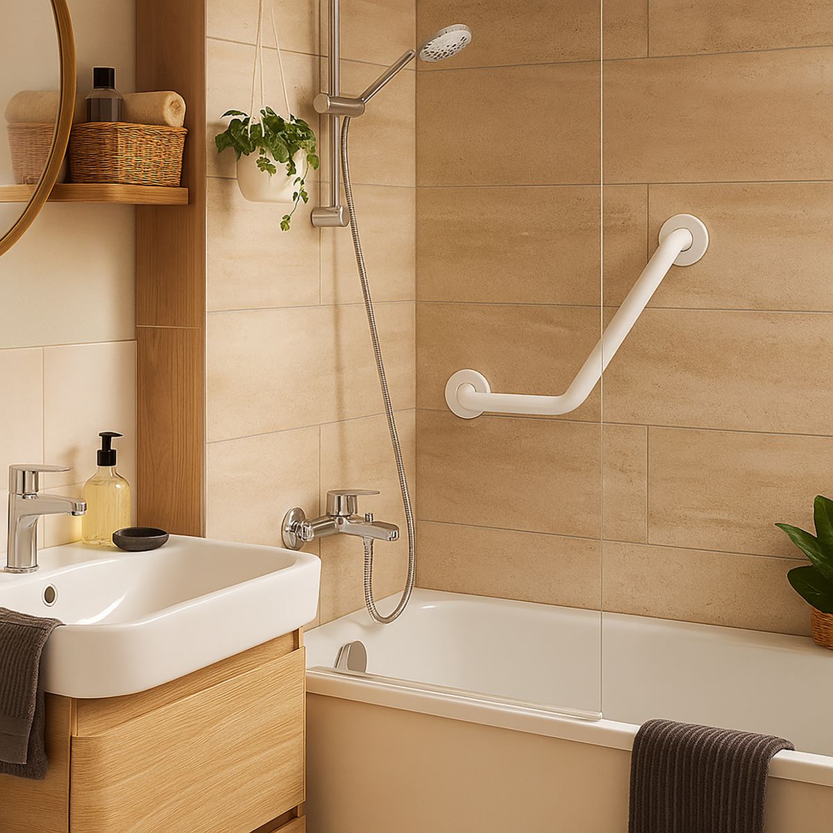 SENSI DACQUA - Barra de seguridad curva para baño 40 cm blanco