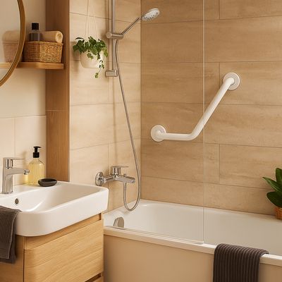 Imagen 2 del producto Barra de seguridad curva para baño 40 cm blanco