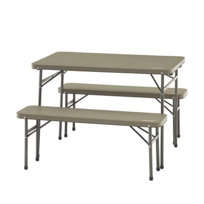 Imagen 2 del producto Set de Mesa y Bancos Plegables Rectangular Acero 61x70.5x102 cm Beige