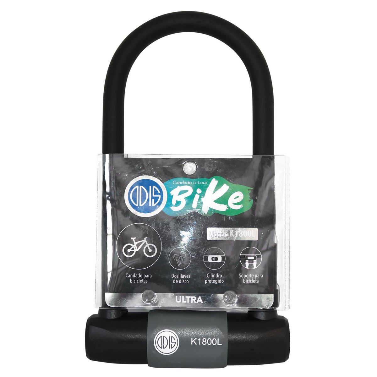 ODIS - Candado Bicicleta U Lock Bike K1800L 18X233Mm Llave Disco