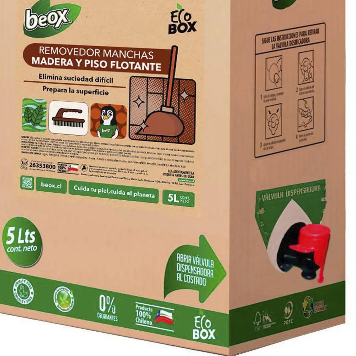 BEOX - Removedor Ceras Piso Flotante Parquet Ecobox 5 Litros
