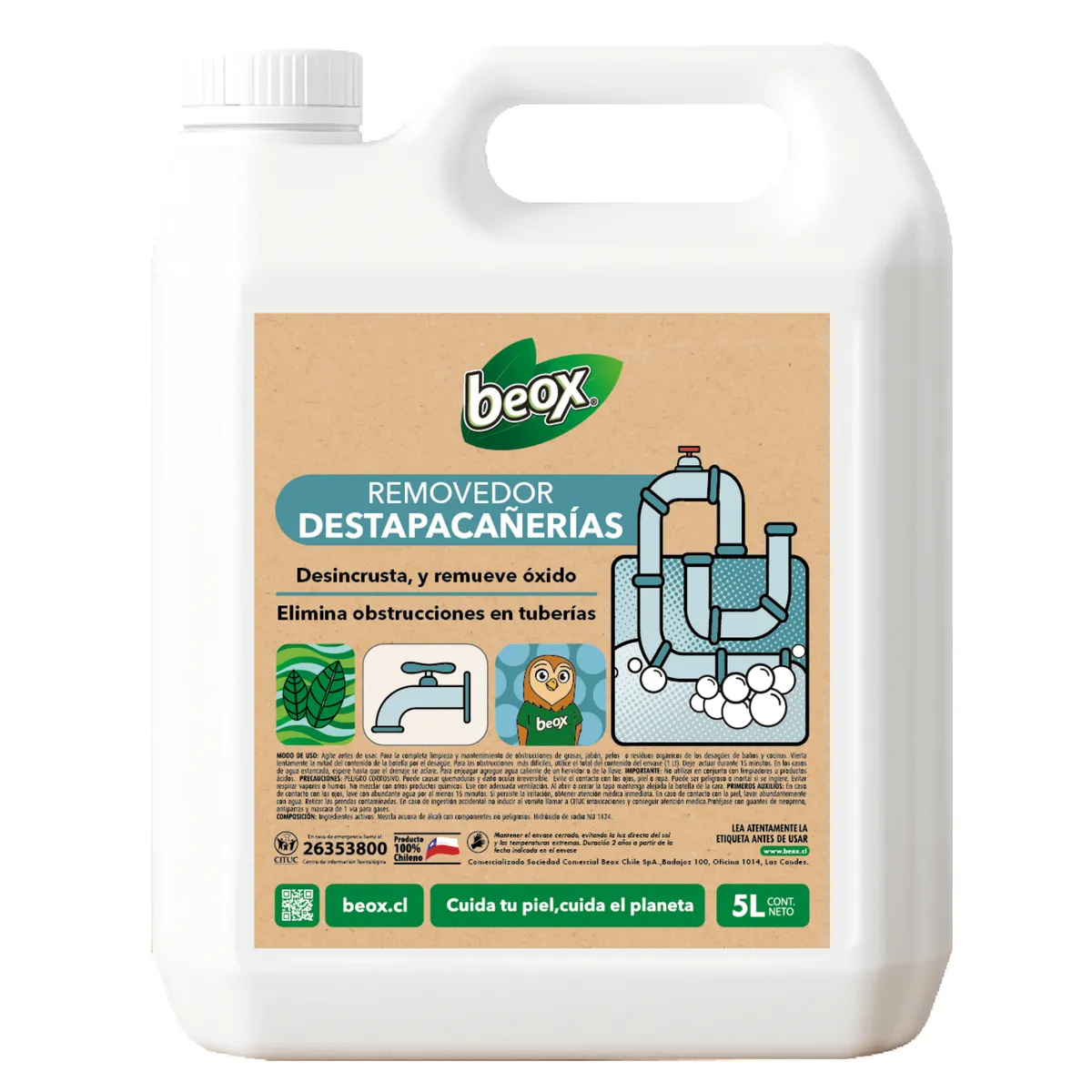 BEOX - Removedor Destapacañerias 5 Litros